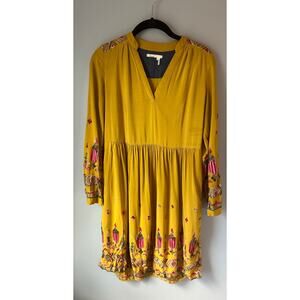 Anthropologie Floreat Raella Yellow Embroidered Dress XS